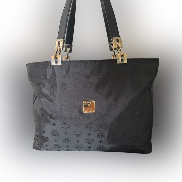 MCM Vintage black nylon Visetos Travel Tote monogram bag. Made In Germany. - Picture 4 of 13